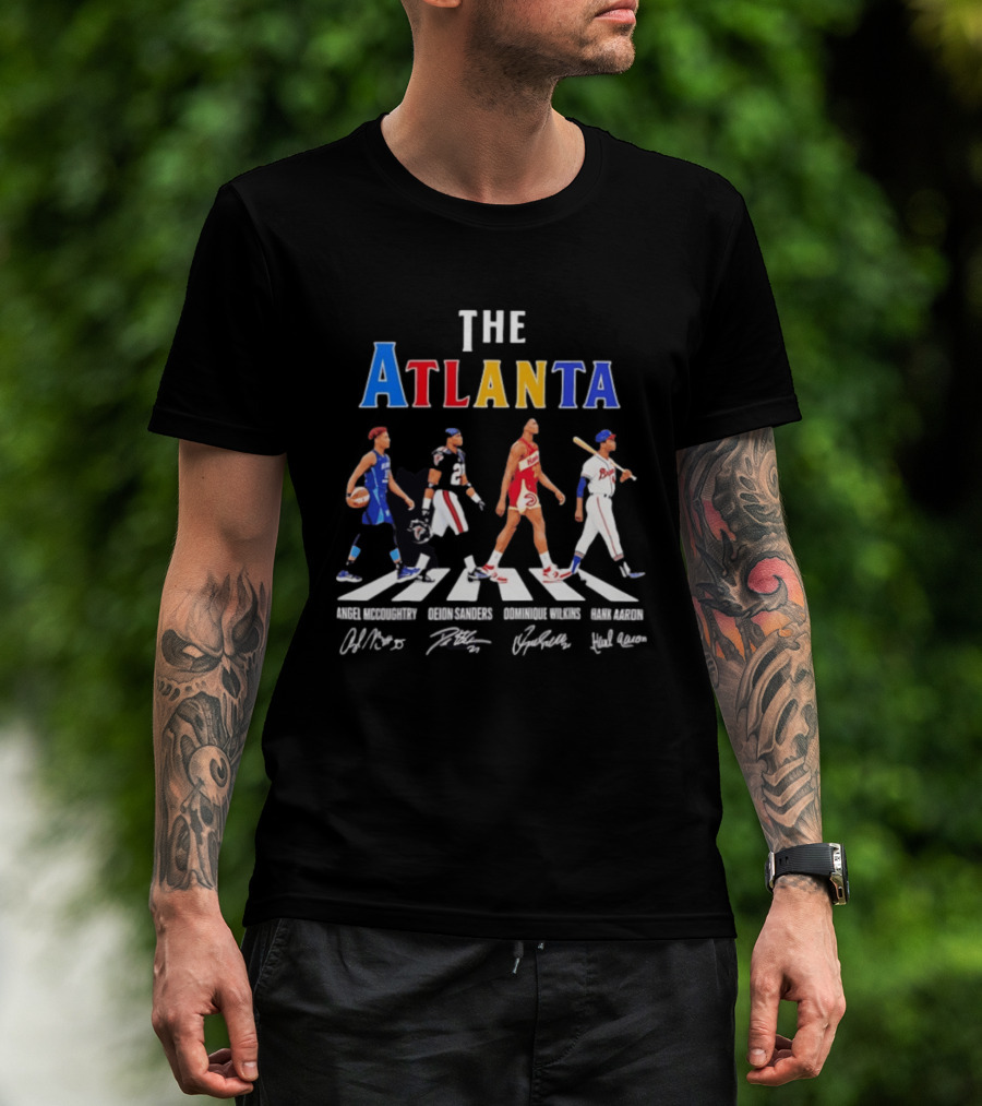 The Atlanta Angel McCoughtry Deion Sanders Dominique Wilkins Hank Aaron Signatures T-Shirt