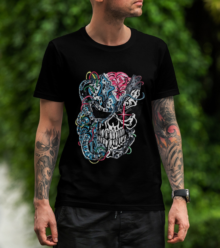 Warrenlotas Cybernetic Skull Art Piece T-Shirt