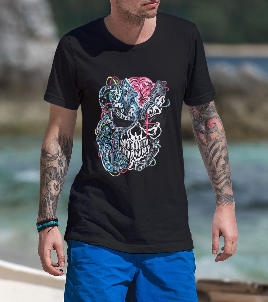 Warrenlotas Cybernetic Skull Art Piece T-Shirt