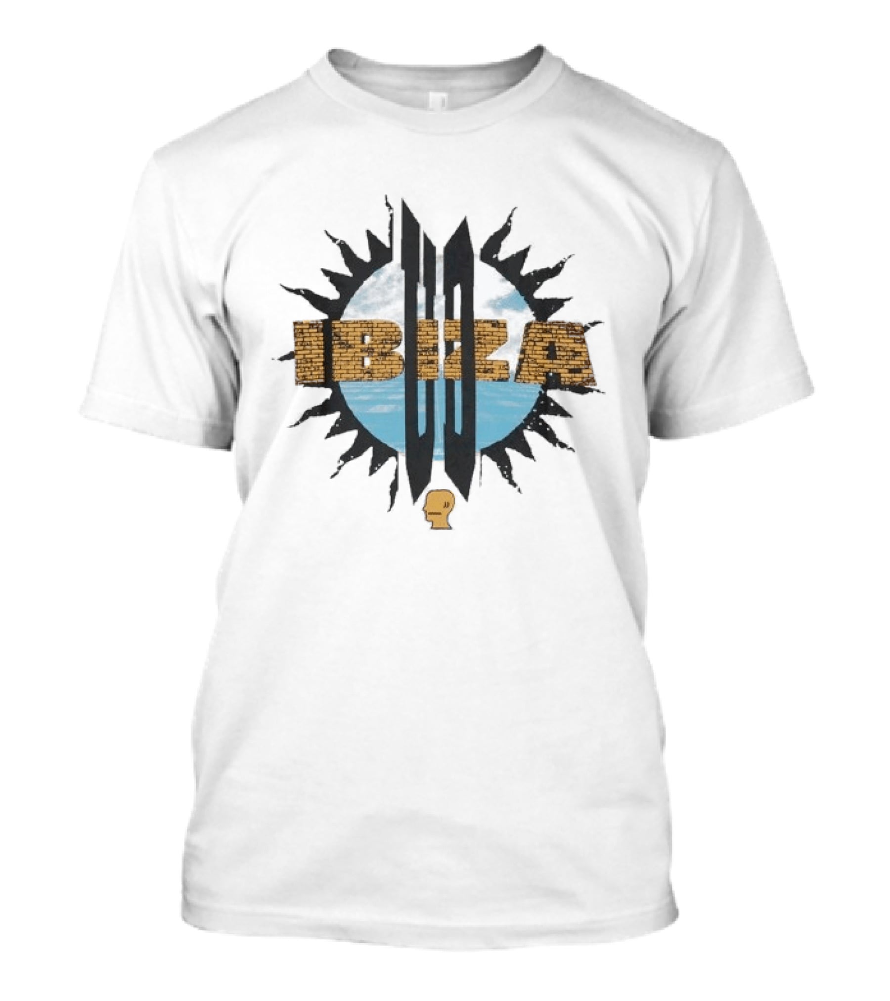 Brain Dead UD Ibiza Sun Collaboration Brick Text With Sun And Sky T-Shirt