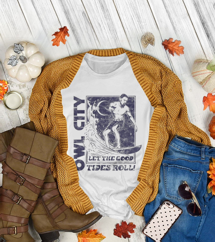 Owl City Let The Good Tides Roll Surfer Wave Adventure T-Shirt
