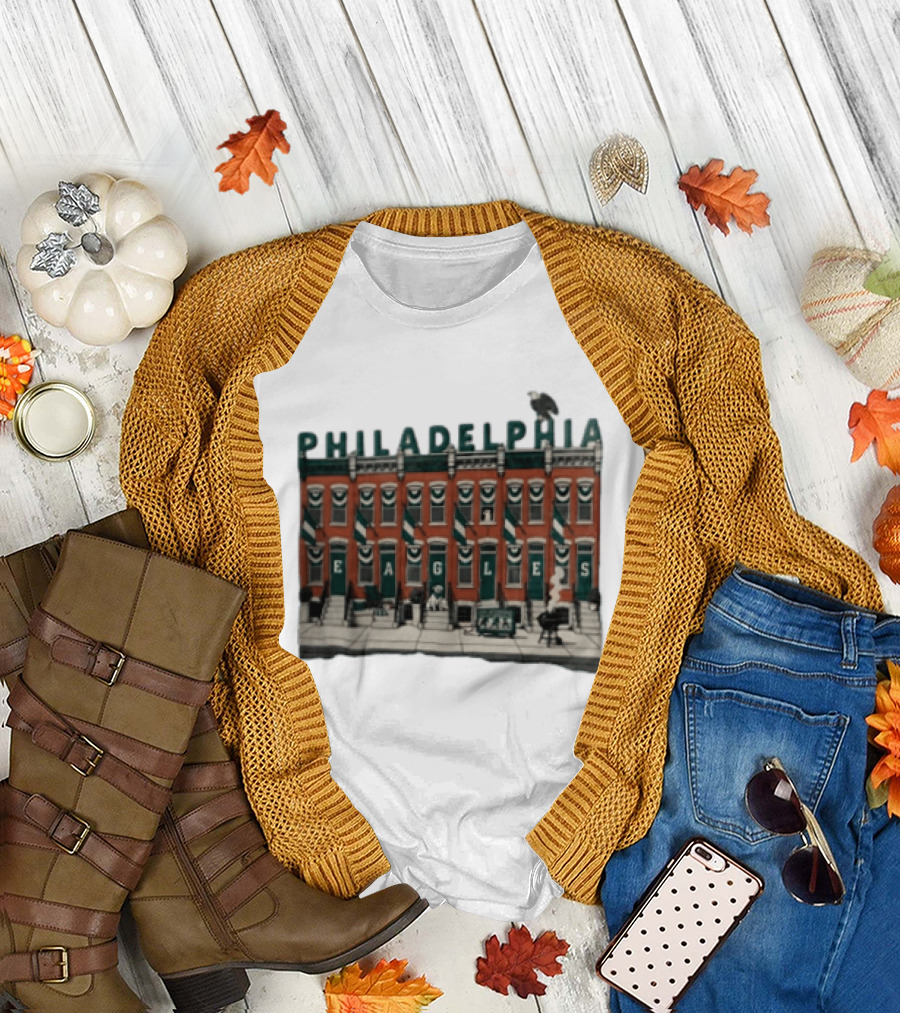 Philadelphia Eagles Birds On The Block Rowhouses T-Shirt