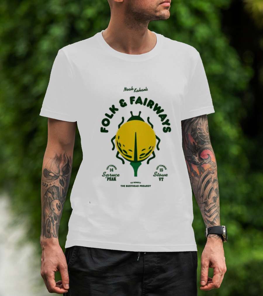 The Busyhead Project Shop 2026 Folk And Fairways Beetle Green Yellow T-Shirt