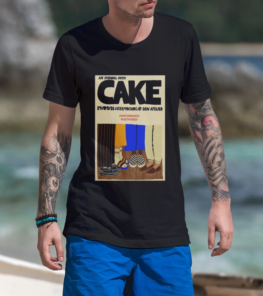 An Evening With CAKE Luxembourg Den Atelier Sep 24 2026 Performance Postponed T-Shirt