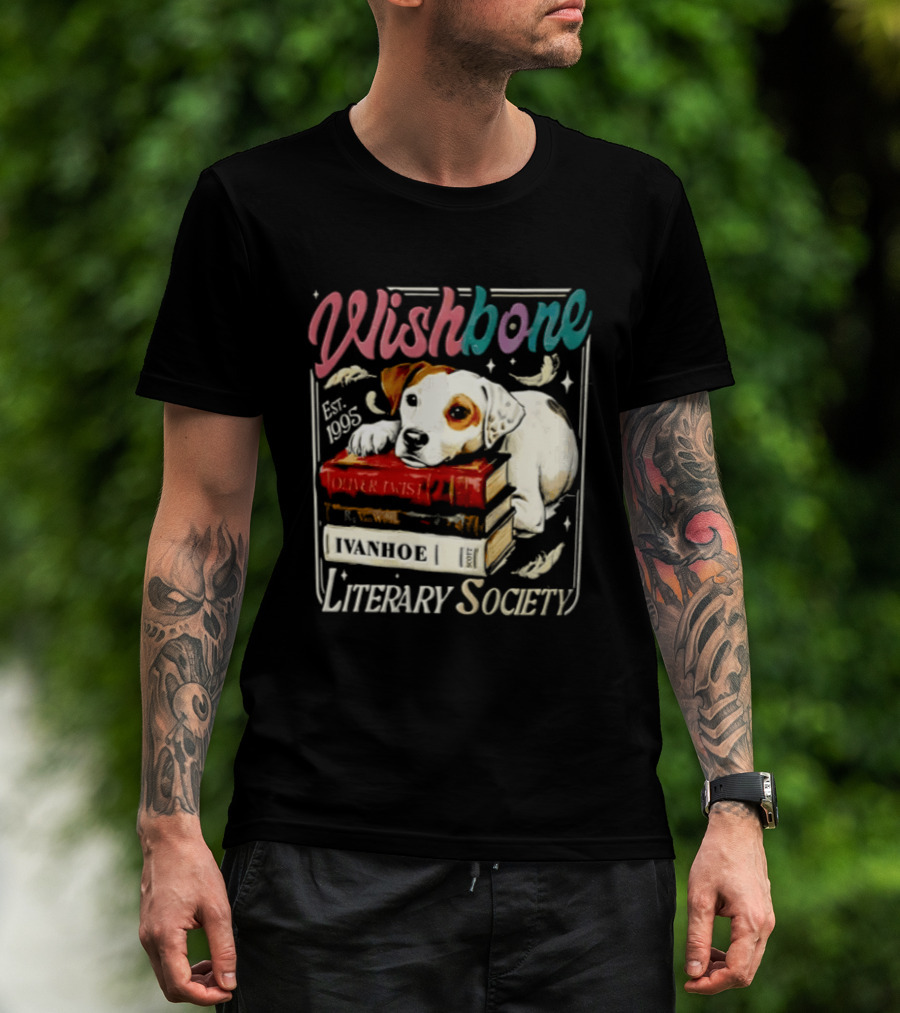 Wishbone Jack Russell Terrier Literary Society Ivanhoe Aaron Twist Books T-Shirt