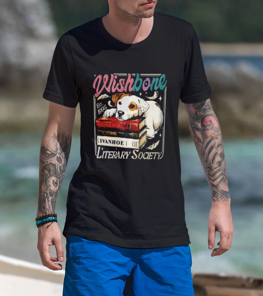 Wishbone Jack Russell Terrier Literary Society Ivanhoe Aaron Twist Books T-Shirt