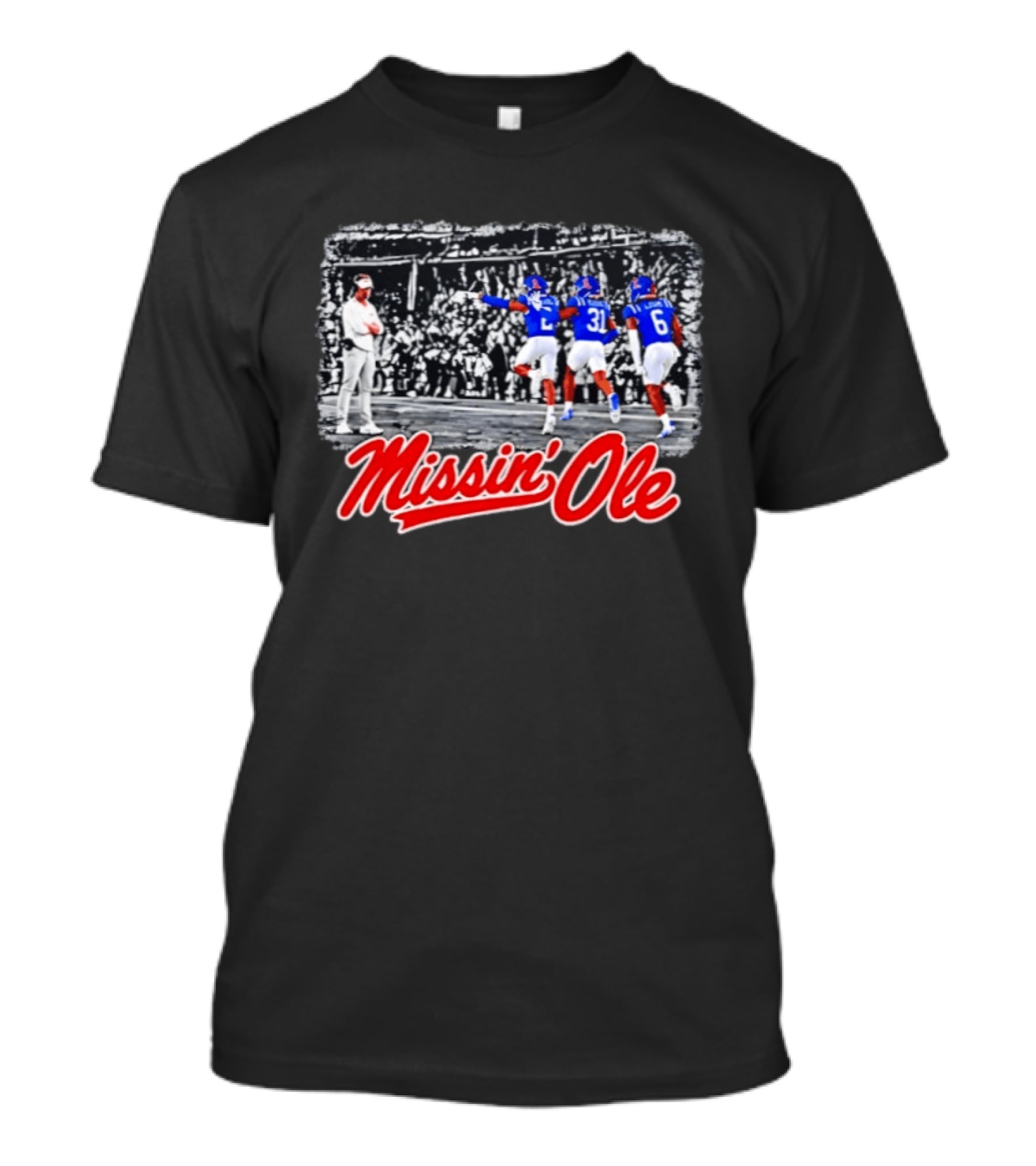 Missin' Ole Mississippi Football Scene With Players And Coach T-Shirt