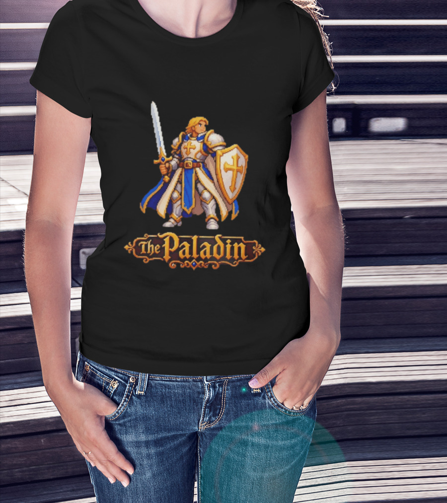The Paladin Retro 16 Bit Game Warrior T-Shirt