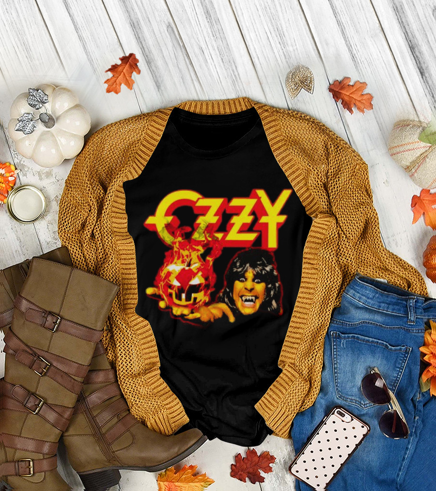 Ozzy Osbourne Halloween Pumpkin Fiery Face T-Shirt