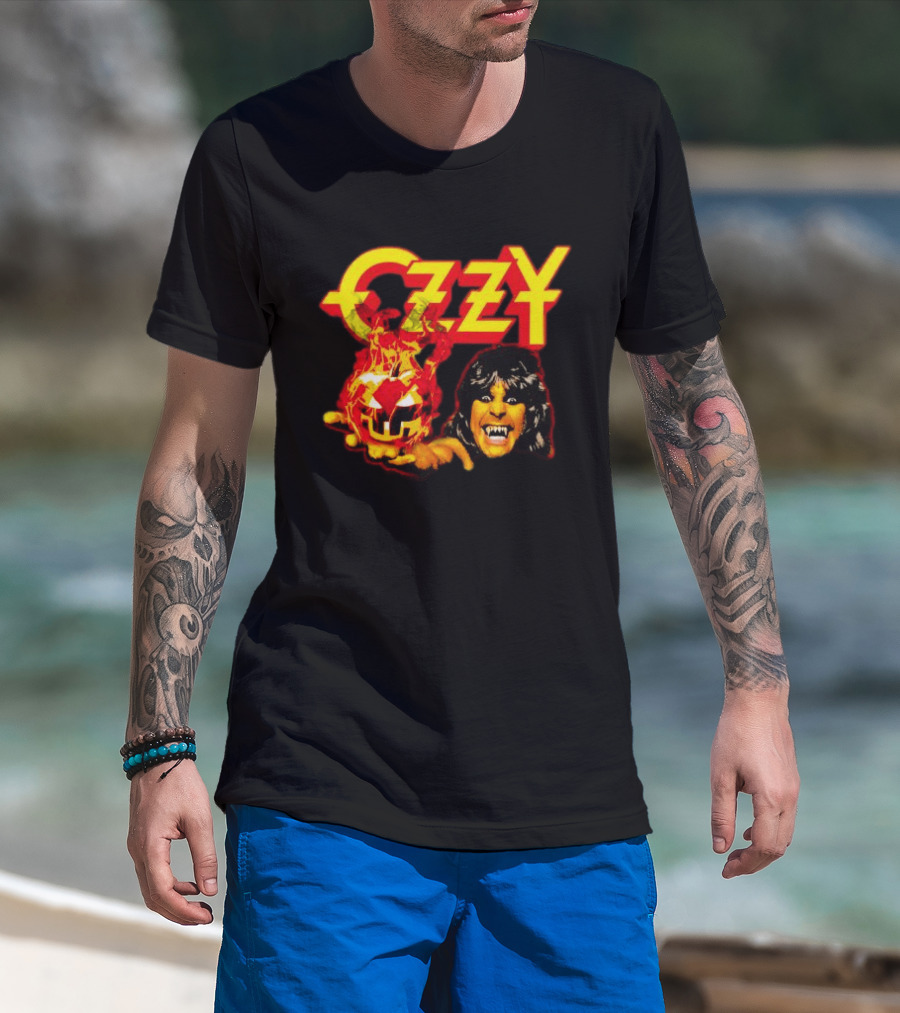 Ozzy Osbourne Halloween Pumpkin Fiery Face T-Shirt