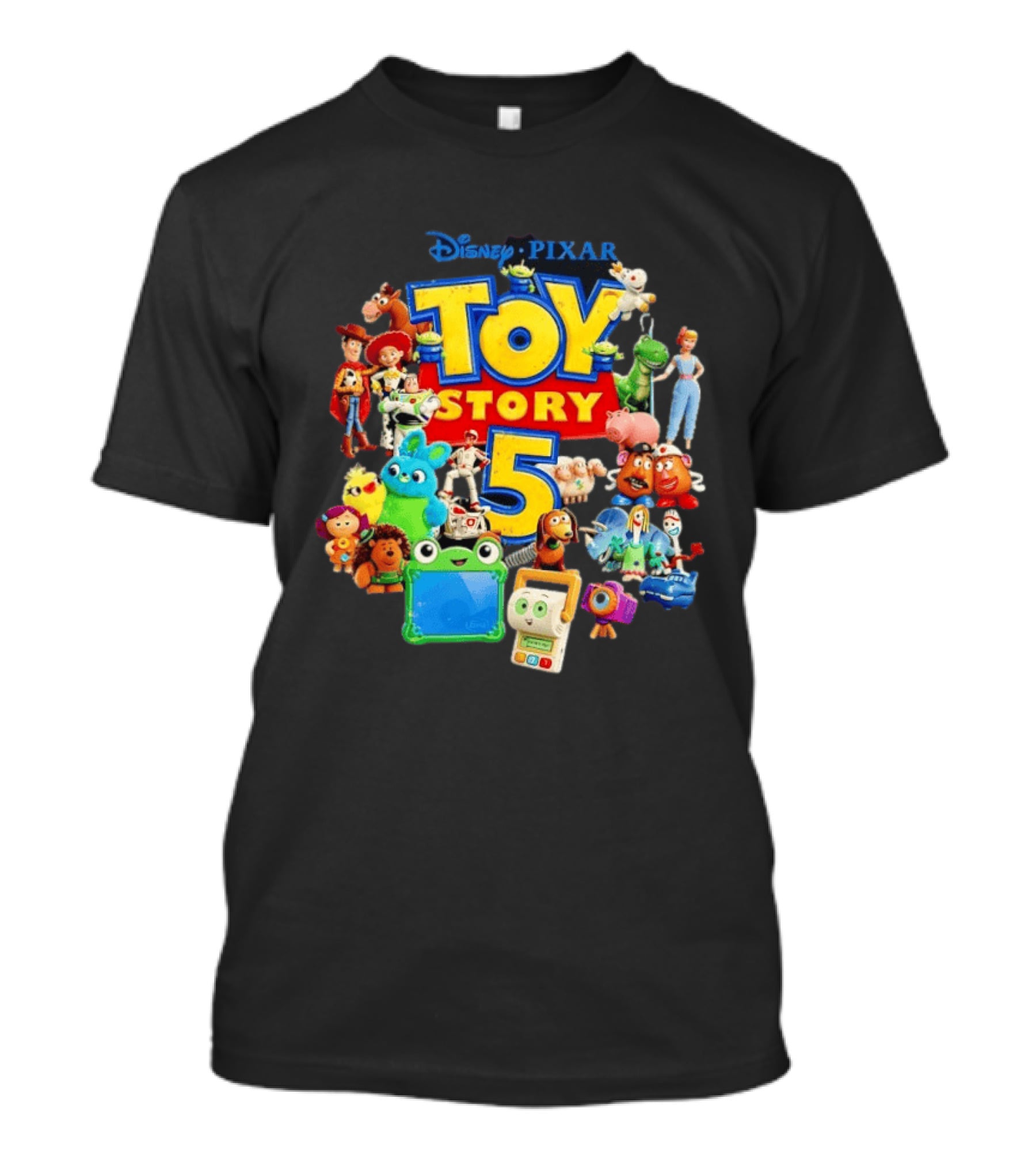 Disney Pixar Toy Story 5 Characters Collection Woody Buzz Rex Bo Peep Mr Potato Head Slinky Jessie Forky T-Shirt