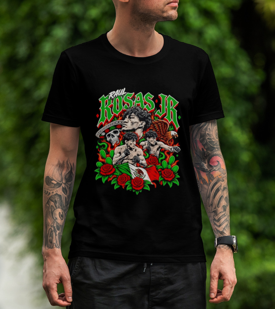 Raúl Rosas Jr UFC Mexican Flag Rose Skull Eagle T-Shirt