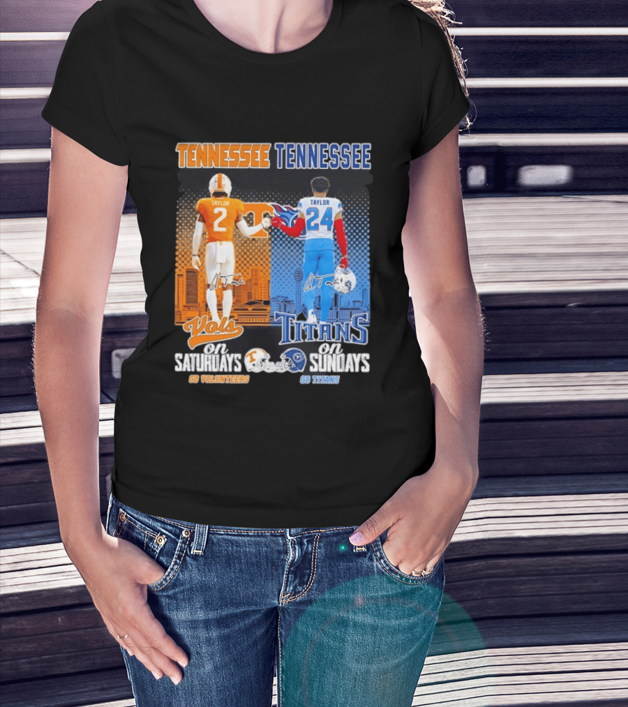 Tennessee Volunteers On Saturdays Go Volunteers Tennessee Titans On Sundays Go Titans T-Shirt