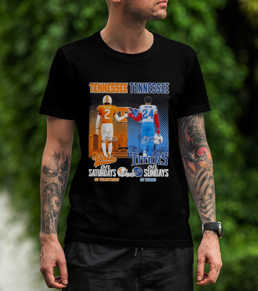 Tennessee Volunteers On Saturdays Go Volunteers Tennessee Titans On Sundays Go Titans T-Shirt