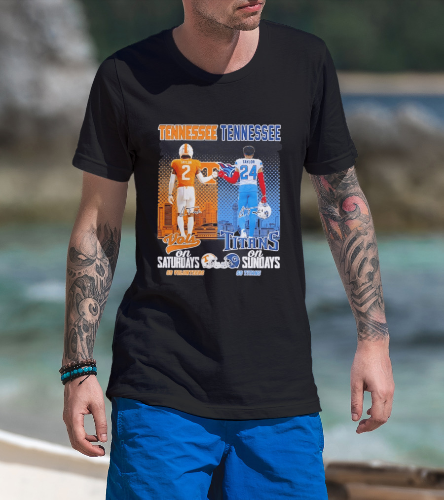 Tennessee Volunteers On Saturdays Go Volunteers Tennessee Titans On Sundays Go Titans T-Shirt