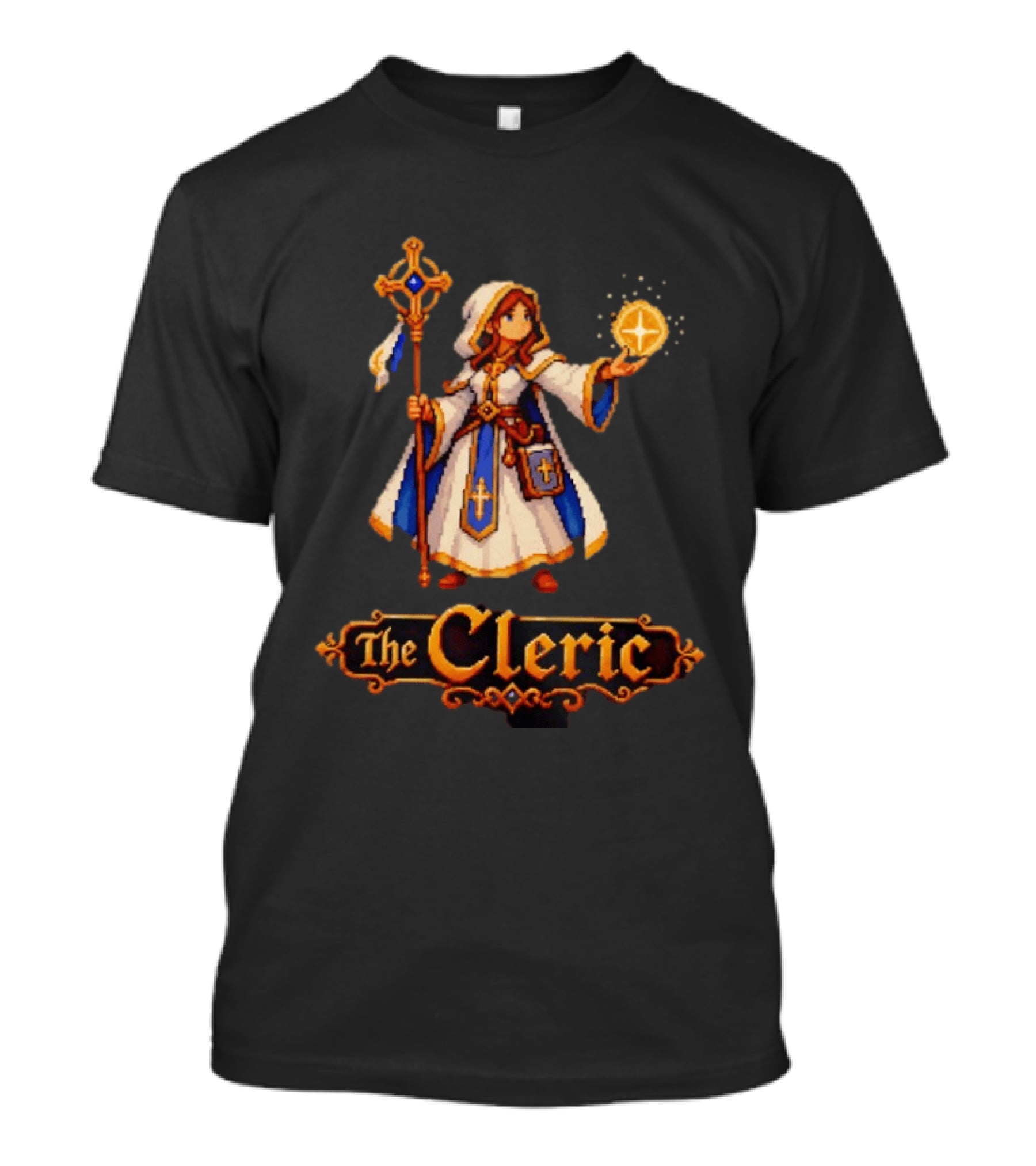 The Cleric 16 Bit Game Cartoon Pixel Art Mage T-Shirt