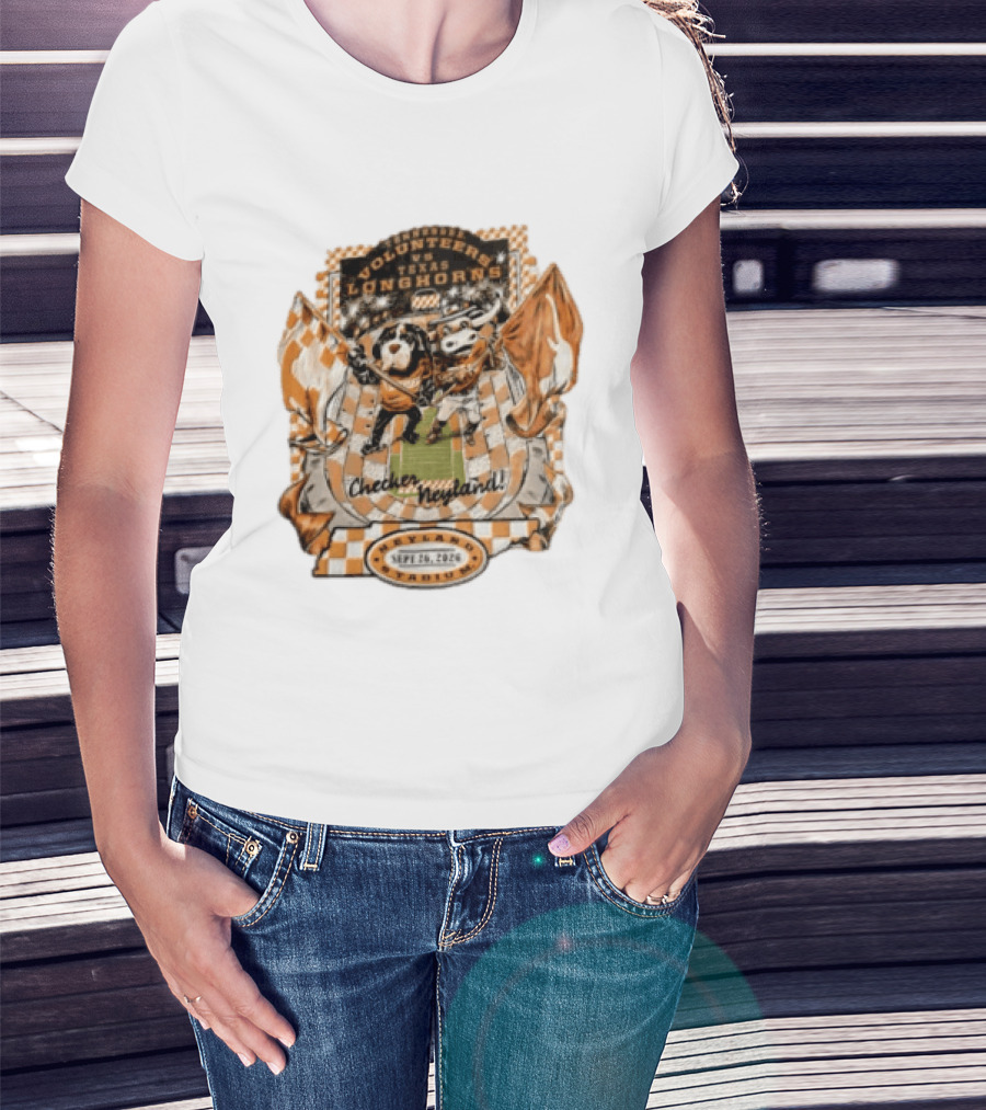 Tennessee Volunteers Vs Texas Longhorns Neyland Stadium Checker Neyland Sept 26 2026 T-Shirt