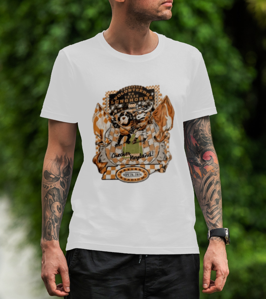 Tennessee Volunteers Vs Texas Longhorns Neyland Stadium Checker Neyland Sept 26 2026 T-Shirt