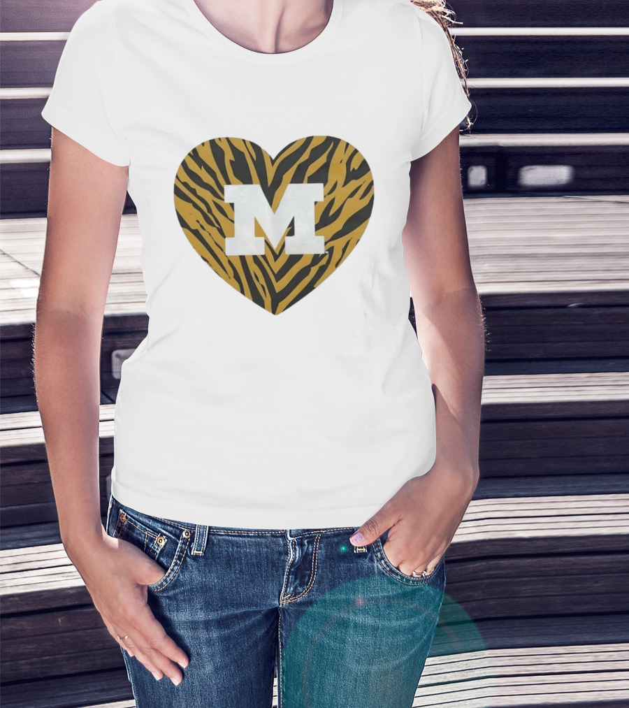 Mizzou Heart M Tiger Stripes Bold Spirit T-Shirt
