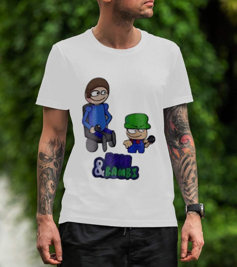 Dave And Bambi Characters Holding Microphones Cartoon T-Shirt