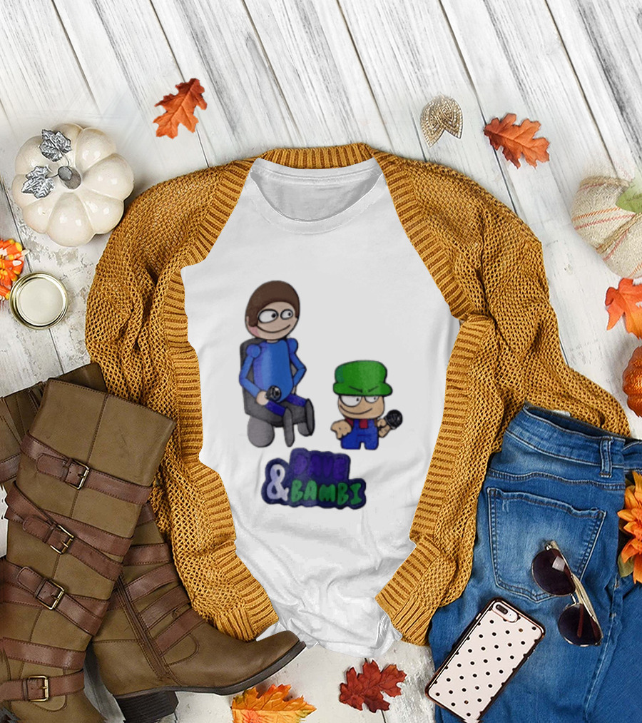 Dave And Bambi Characters Holding Microphones Cartoon T-Shirt
