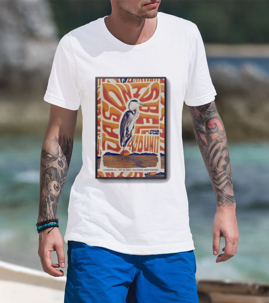 Original Jason Isbell And The 400 Unit September 24 2026 Fairhope AL Halstead Amphitheater Heron T-Shirt