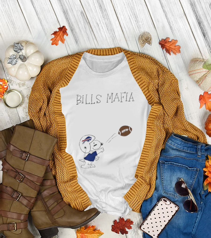 Snoopy Bills Mafia Buffalo Bills Football Fan Apparel Peanuts Sports T-Shirt