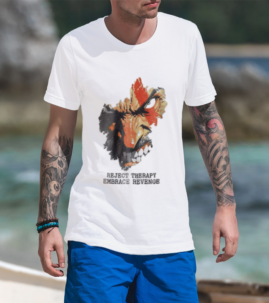 Reject Therapy Embrace Revenge Kratos Angry Bearded Man Red Tattoo God Of War T-Shirt
