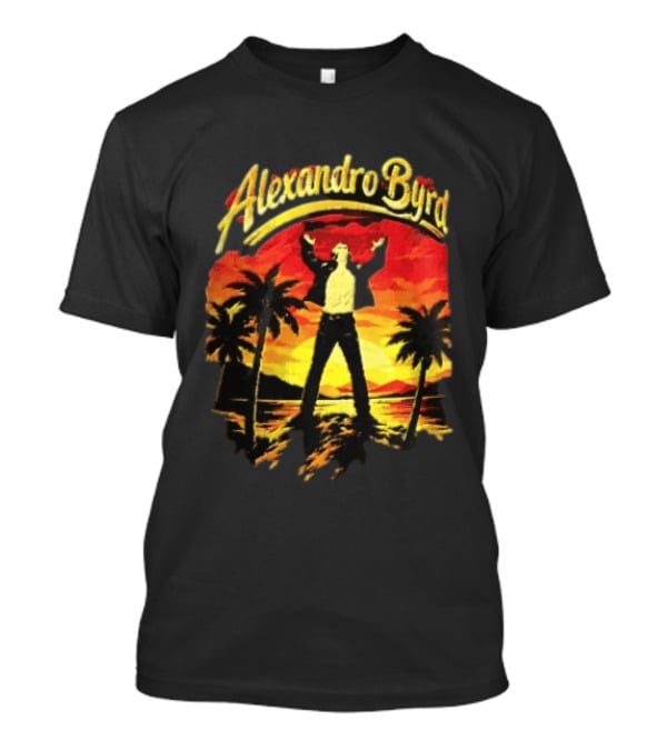 Alexandro Byrd Tropical Sunset Palm Trees Arms Raised T-Shirt