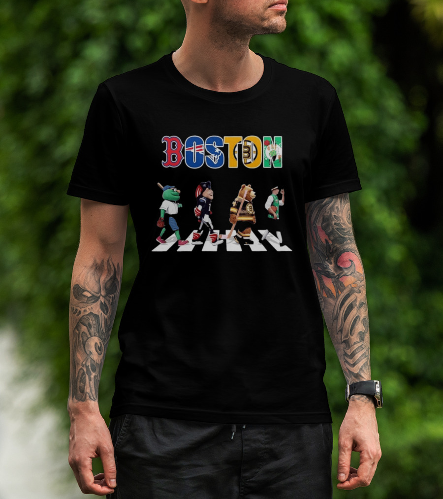 Boston Sports Mascots Abbey Road T-Shirt