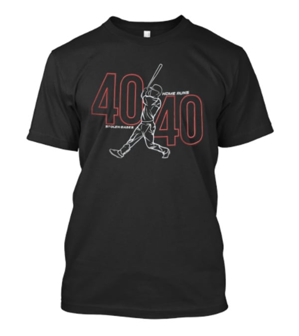 40 40 Home Runs Stolen Bases Baseball Player Swinging Bat T-Shirt