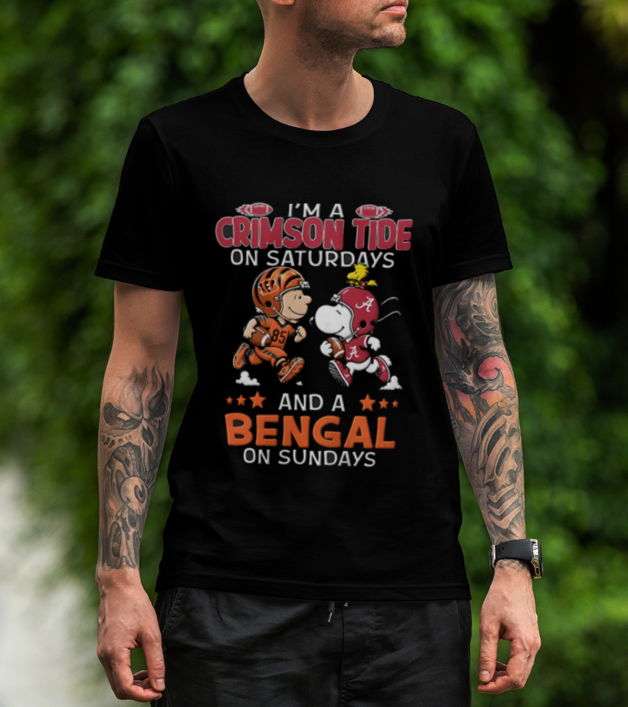 I Am A Crimson Tide On Saturdays And A Bengal On Sundays Football Rivalry Fan Spirit T-Shirt