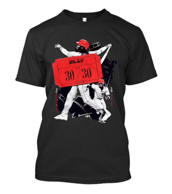 Cincinnati Reds Baseball Elly De La Cruz 30/30 Club 30 Home Runs 30 Stolen Bases T-Shirt