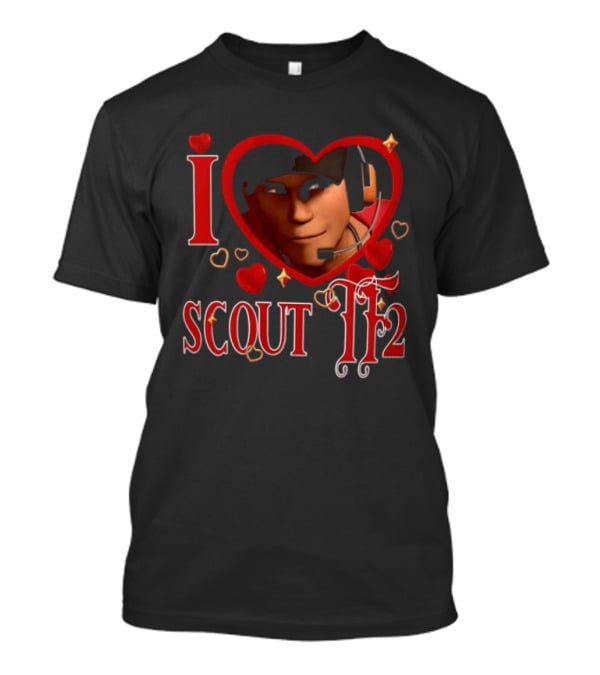 I Heart Scout TF2 Team Fortress 2 Character With Headset In Heart Shape T-Shirt