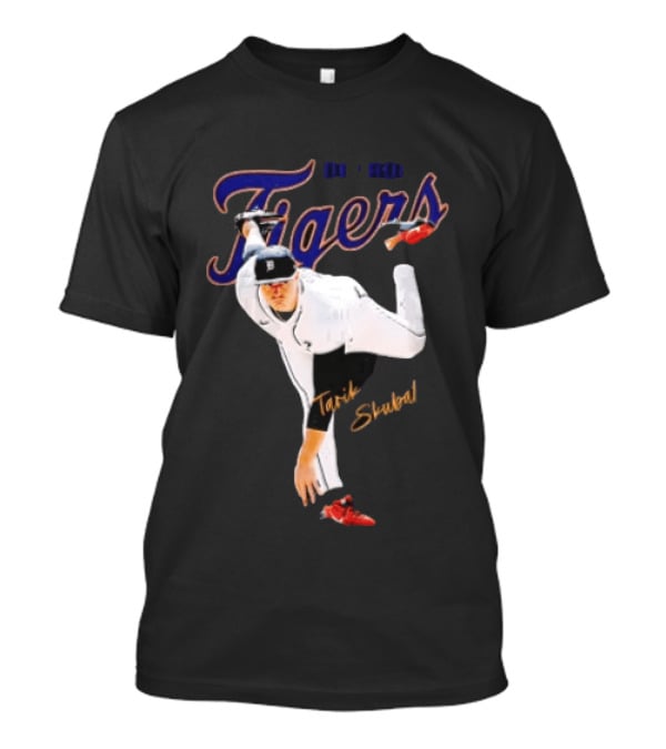 Detroit Tigers Tarik Skubal Pitcher Throwing Baseball Tigers T-Shirt