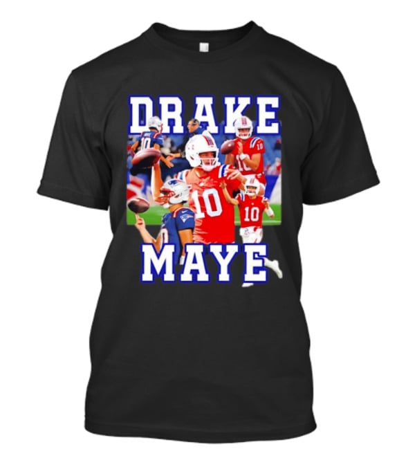 Drake Maye New England Patriots Inspired Football Player Collage T-Shirt