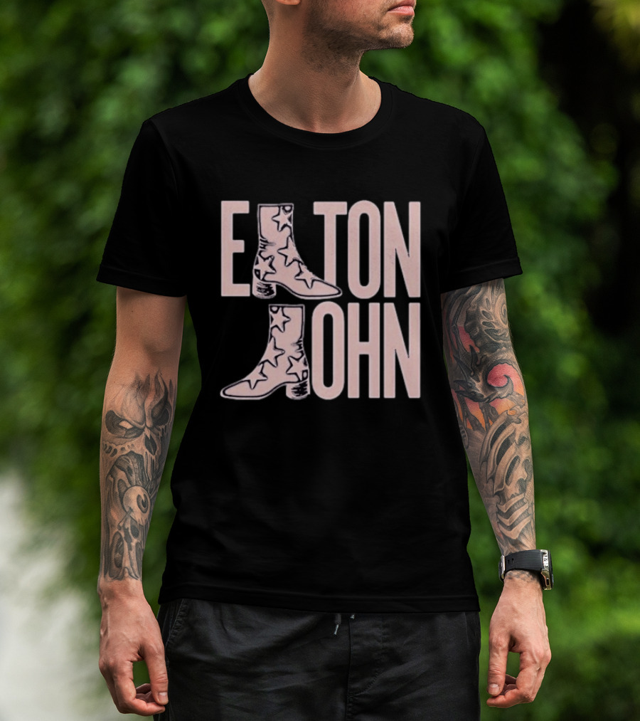 Elton John Star Pattern Boot Troubadour T-Shirt