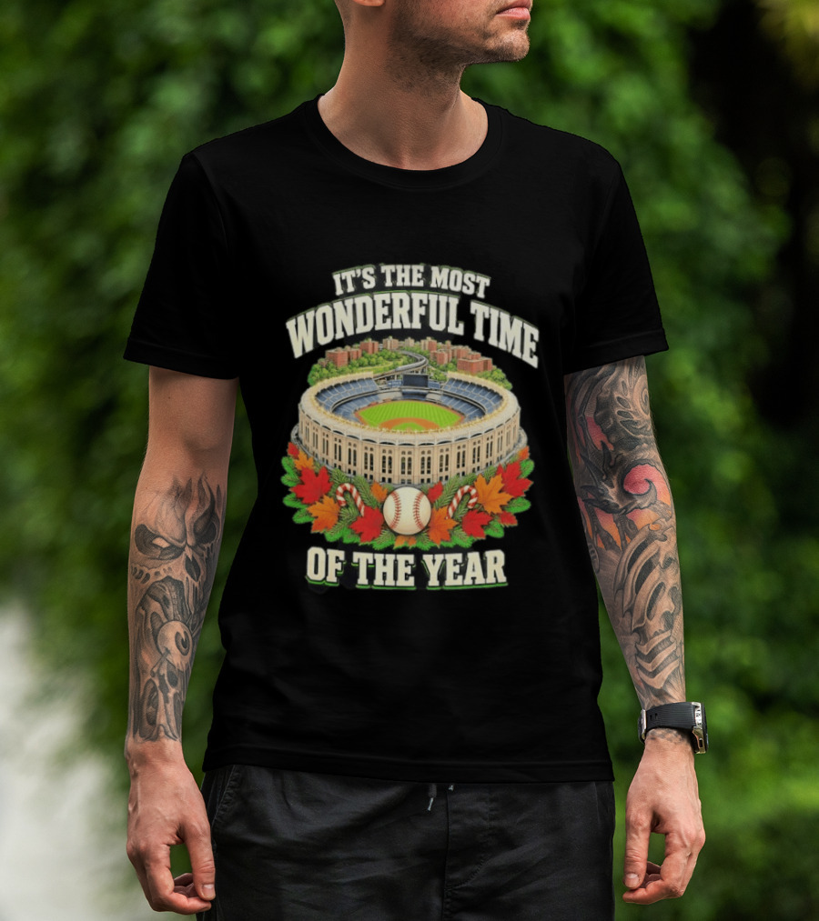 It's The Most Wonderful Time New York Yankee Stadium Baseball Holiday Season T-Shirt