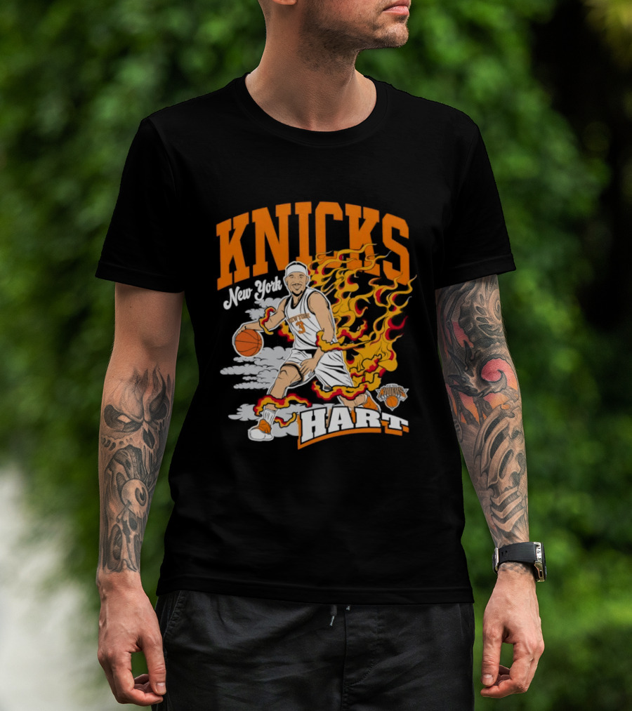 New York Knicks Josh Hart No 3 Basketball Fire T-Shirt