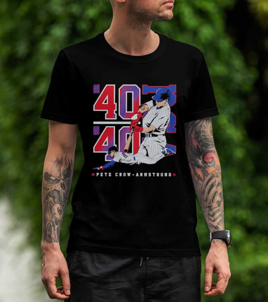 Pete Crow Armstrong 40 40 HR SB Club Chicago Cubs Players T-Shirt