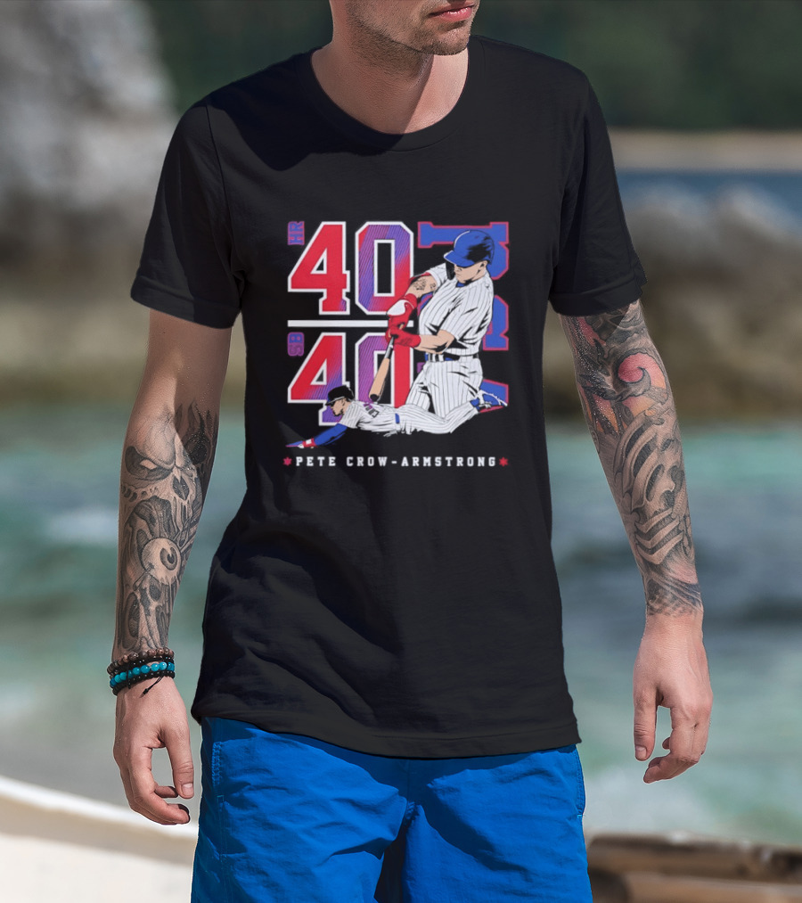Pete Crow Armstrong 40 40 HR SB Club Chicago Cubs Players T-Shirt
