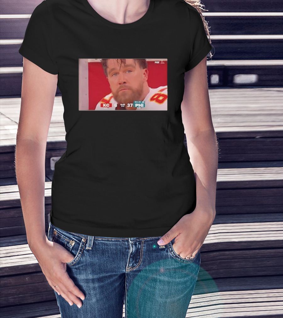Kelce's Face Disappointment KC 6 PHI 37 NFL Football Game Loss T-Shirt