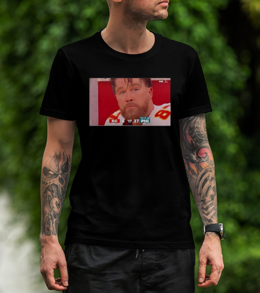 Kelce's Face Disappointment KC 6 PHI 37 NFL Football Game Loss T-Shirt