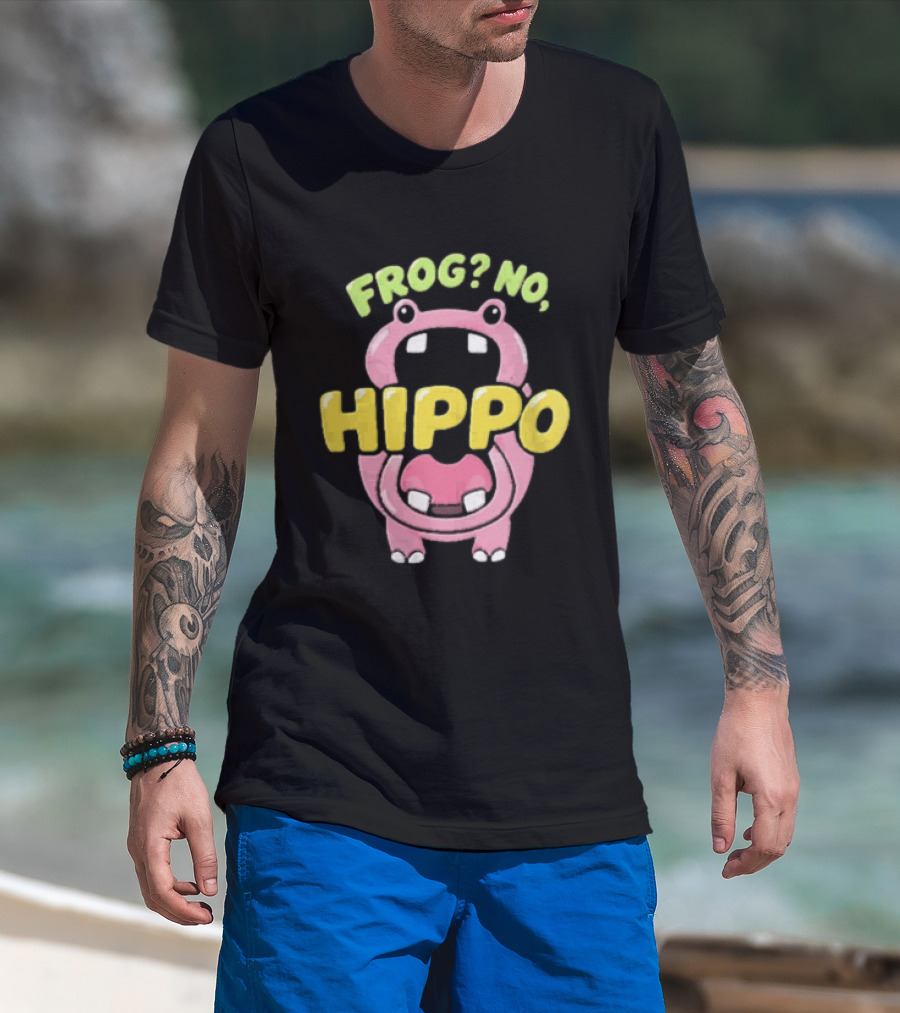 Frog No Hippo Pink Character Cartoon Playful T-Shirt