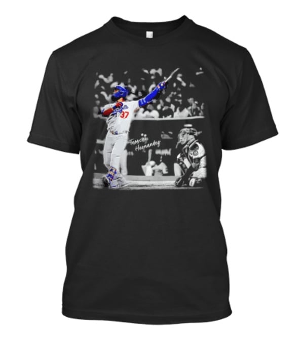Los Angeles Dodgers Teoscar Hernandez Baseball Player Number 37 Swinging Pose T-Shirt