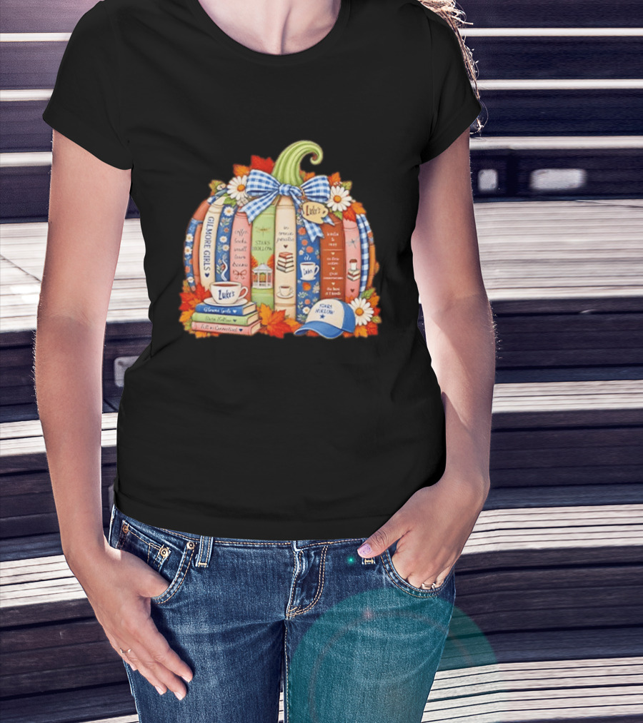 Gilmore Girls Pumpkin Stars Hollow Luke's Coffee Autumn Cozy Bookish Vibes T-Shirt