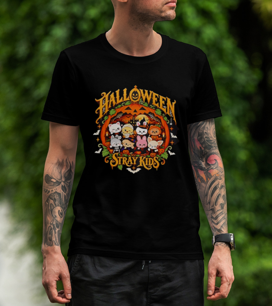 Stray Kids Skzoo Halloween Cartoon Characters Pumpkin Decoration T-Shirt