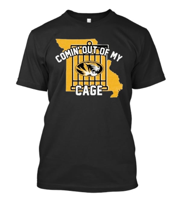 Missouri Tigers Comin' Out Of My Cage Map Outline Tiger T-Shirt