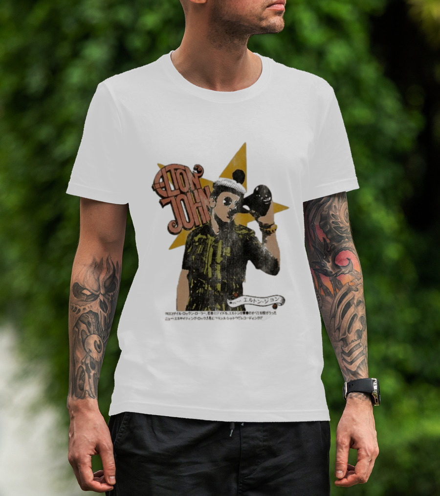 Elton John Saturday Nights Alright For Fighting Retro Style Japanese T-Shirt