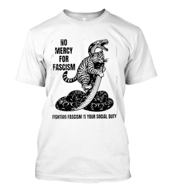 No Mercy For Fascism Dinosaur Snake Fighting Fascism Is Your Social Duty T-Shirt
